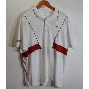 Lacoste Sport Novak Djokovic Polo Shirt White Red Stripe Men’s 4XL